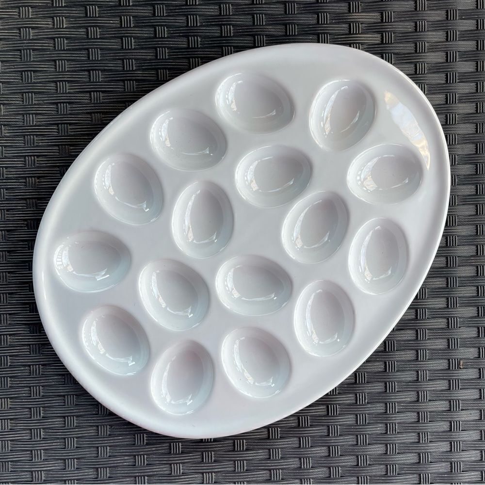 Target Home White Egg Shaped Ceramic Deviled Egg Serving Platter Plate